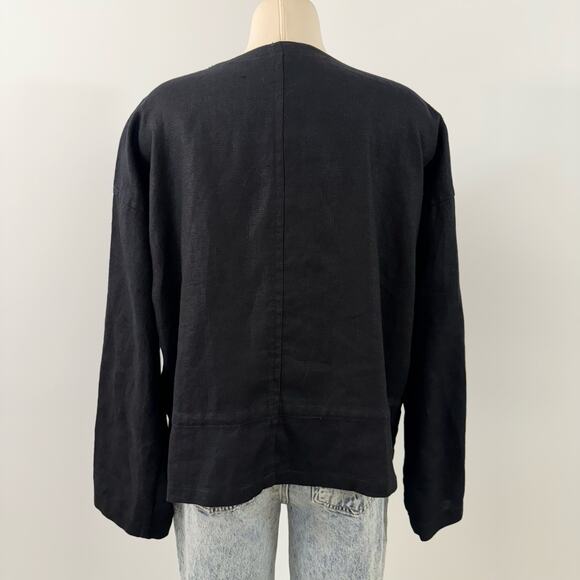 Eileen Fisher Organic Linen Zip Front Blazer Jacket XS Oversized - Picture 8 of 12